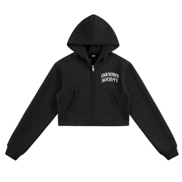 Essential Cropped Zip-Up Hoodie - Picture 1 of 2